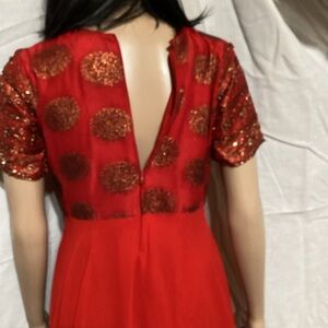 Elegant Red Midi Dress with Sequin Details